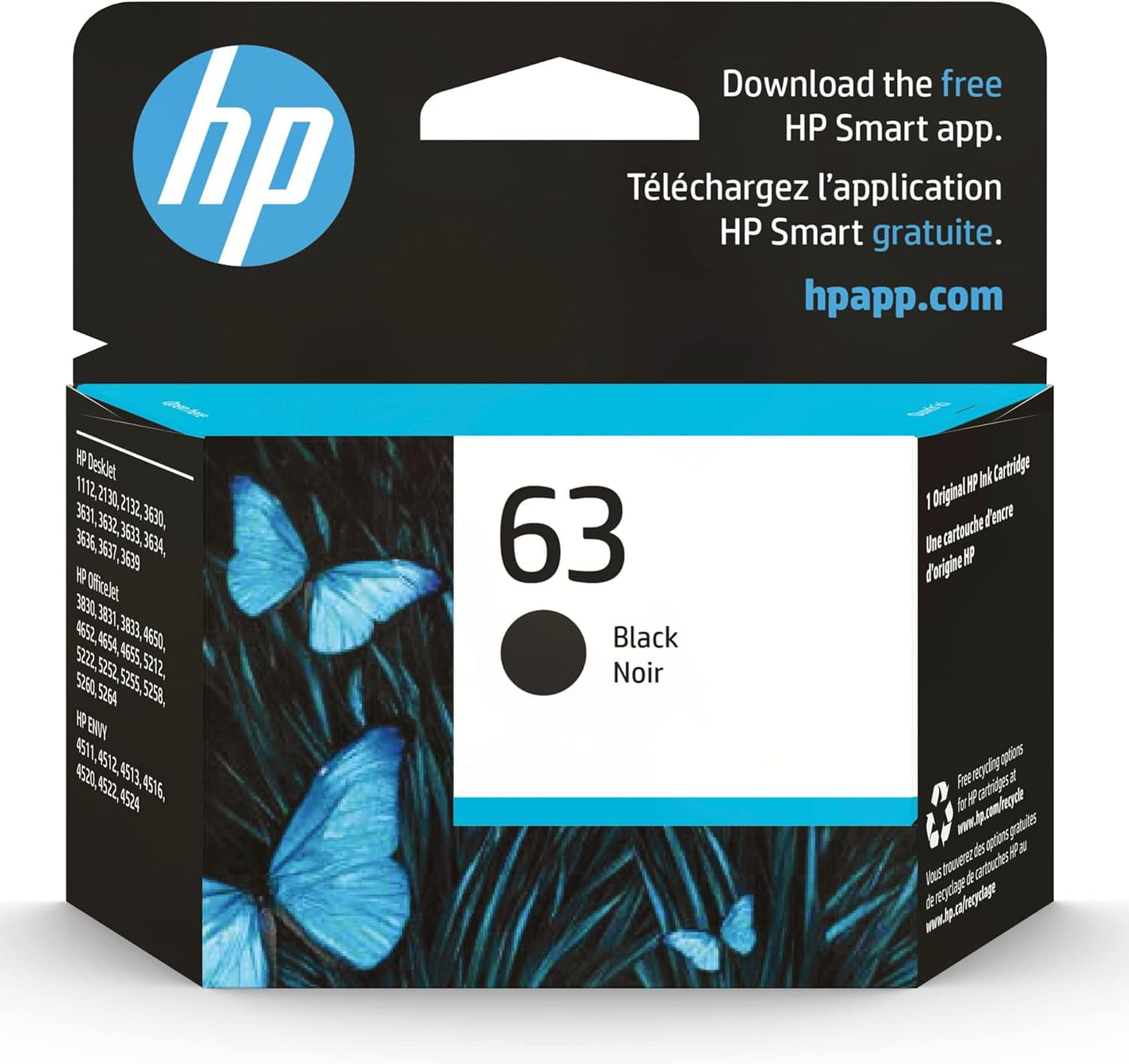 63 Ink Cartridges for HP 63XL Ink Cartridges for HP 63 Ink Black with HP Officejet 3830 3631 3632 3830 4650 5255 Envy 4520 4512 Printer (1 Black)