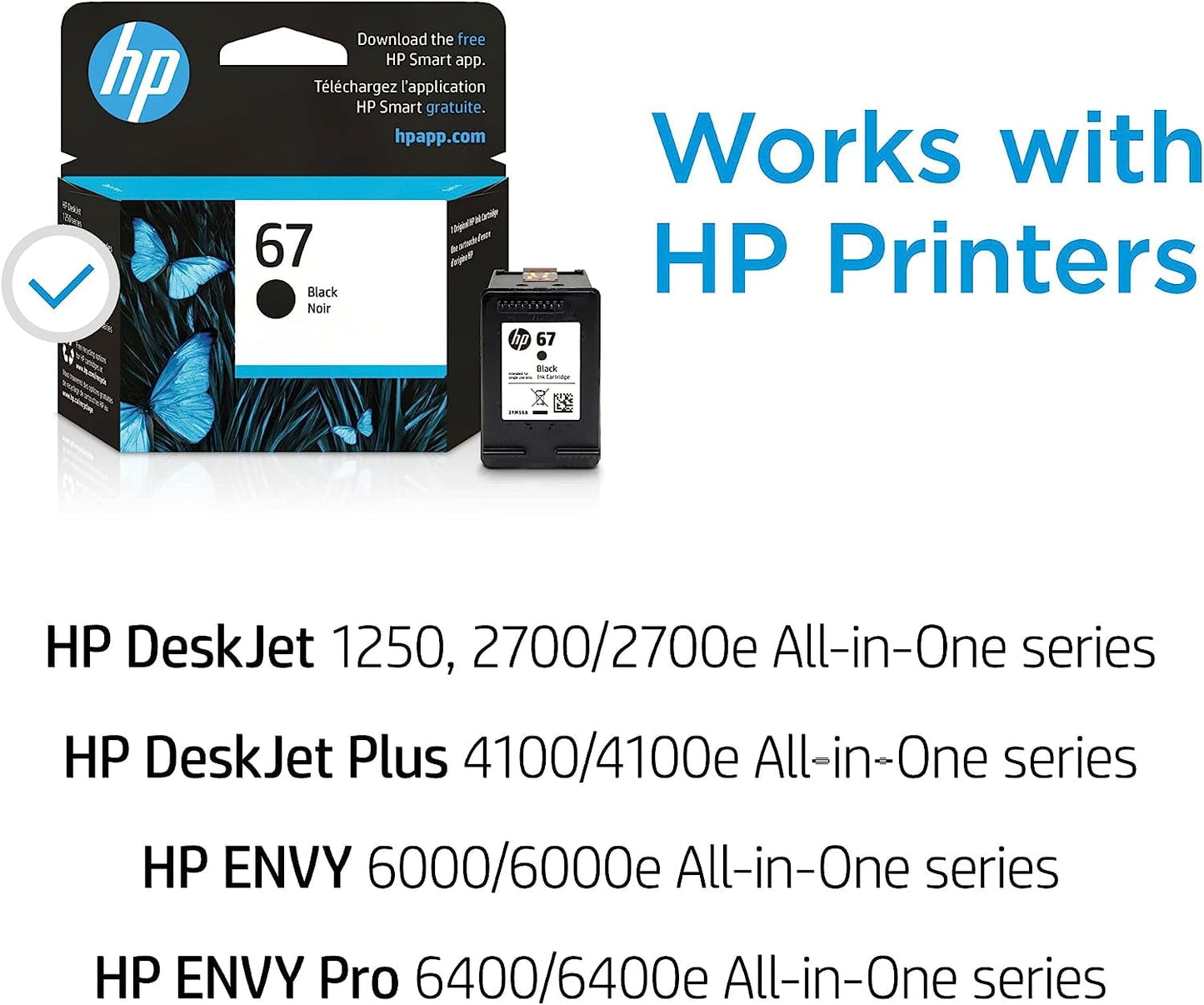 67 Black Ink Cartridge for HP 67 67xl Ink Cartridge, (1 Pack)