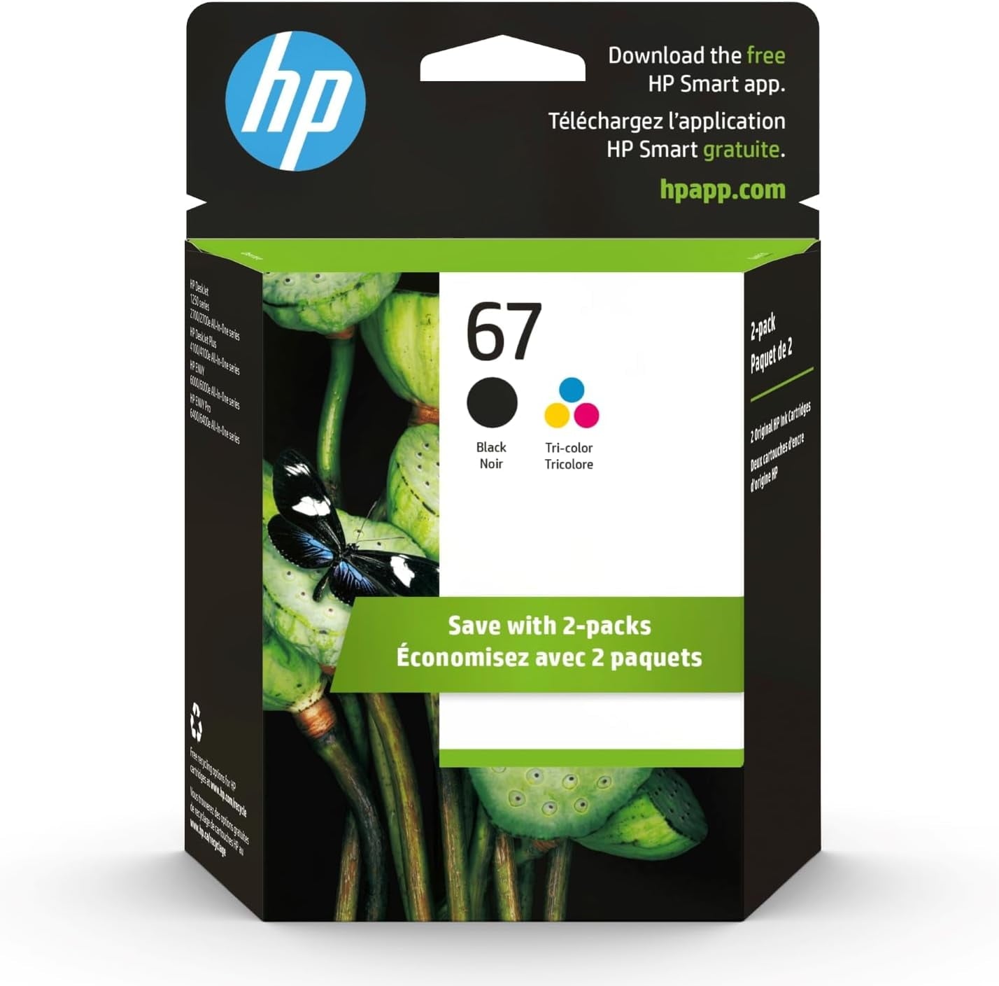 67 Ink Cartridge for HP 67 67xl Ink Cartridges - Black | Color (Tri-Color), 2 Pack