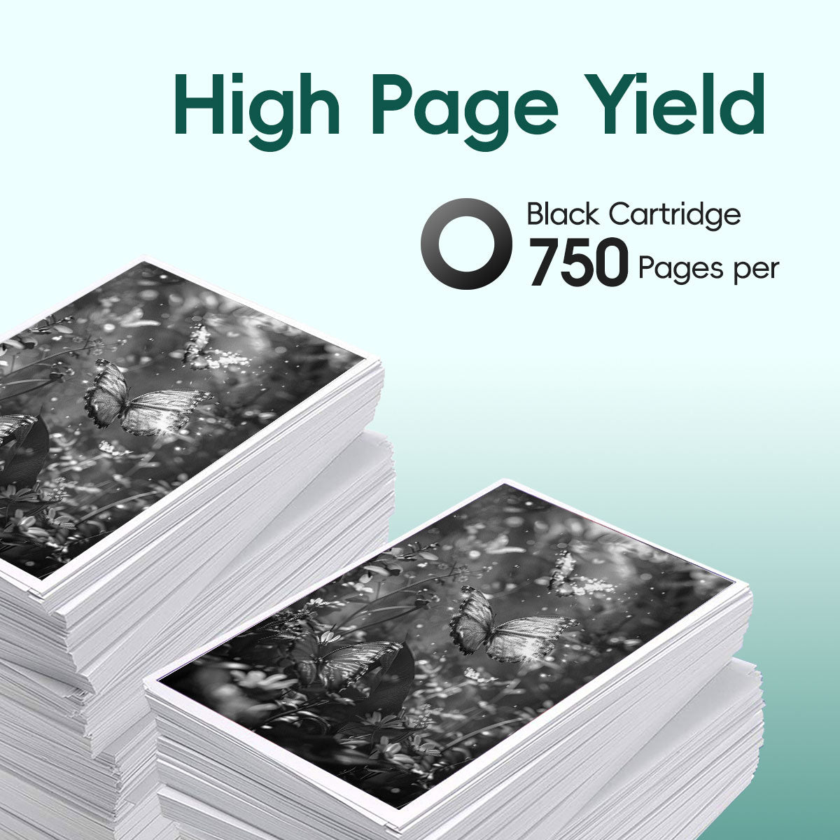 65 Black Ink Cartridge Compatible for HP 65 65XL Ink Cartridge, (2 Pack)