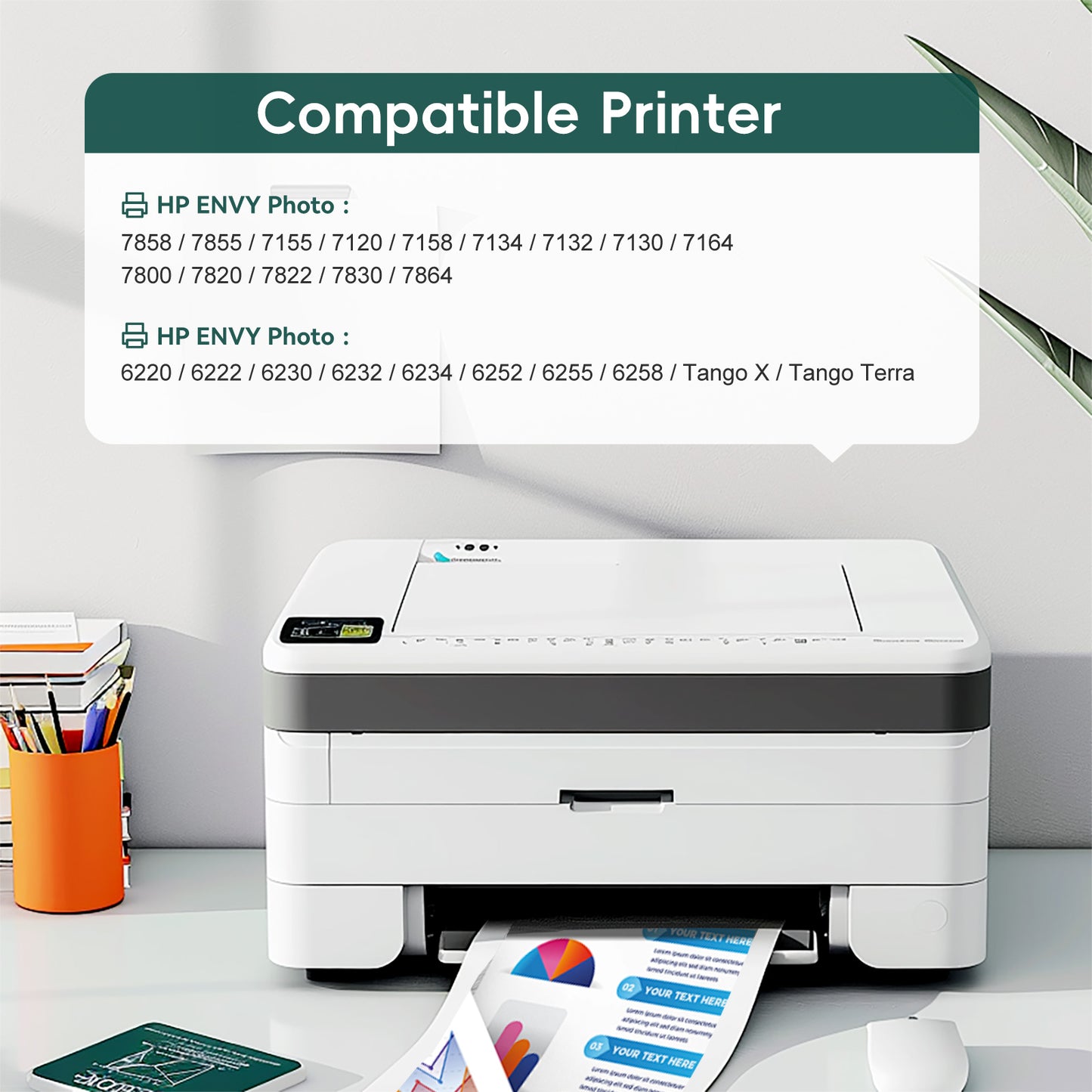 64 Black Ink Cartridge Compatible for HP ENVY Inspire 7950e; ENVY Photo 6200, 7100, 7800; Tango Series, 2 Pack