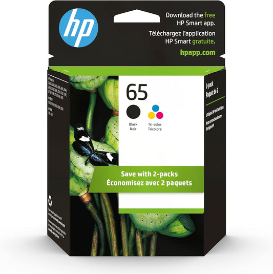 65 Ink Cartridges for HP 65 Black/Tri-color Ink Cartridges (2 Pack) | T0A36AN