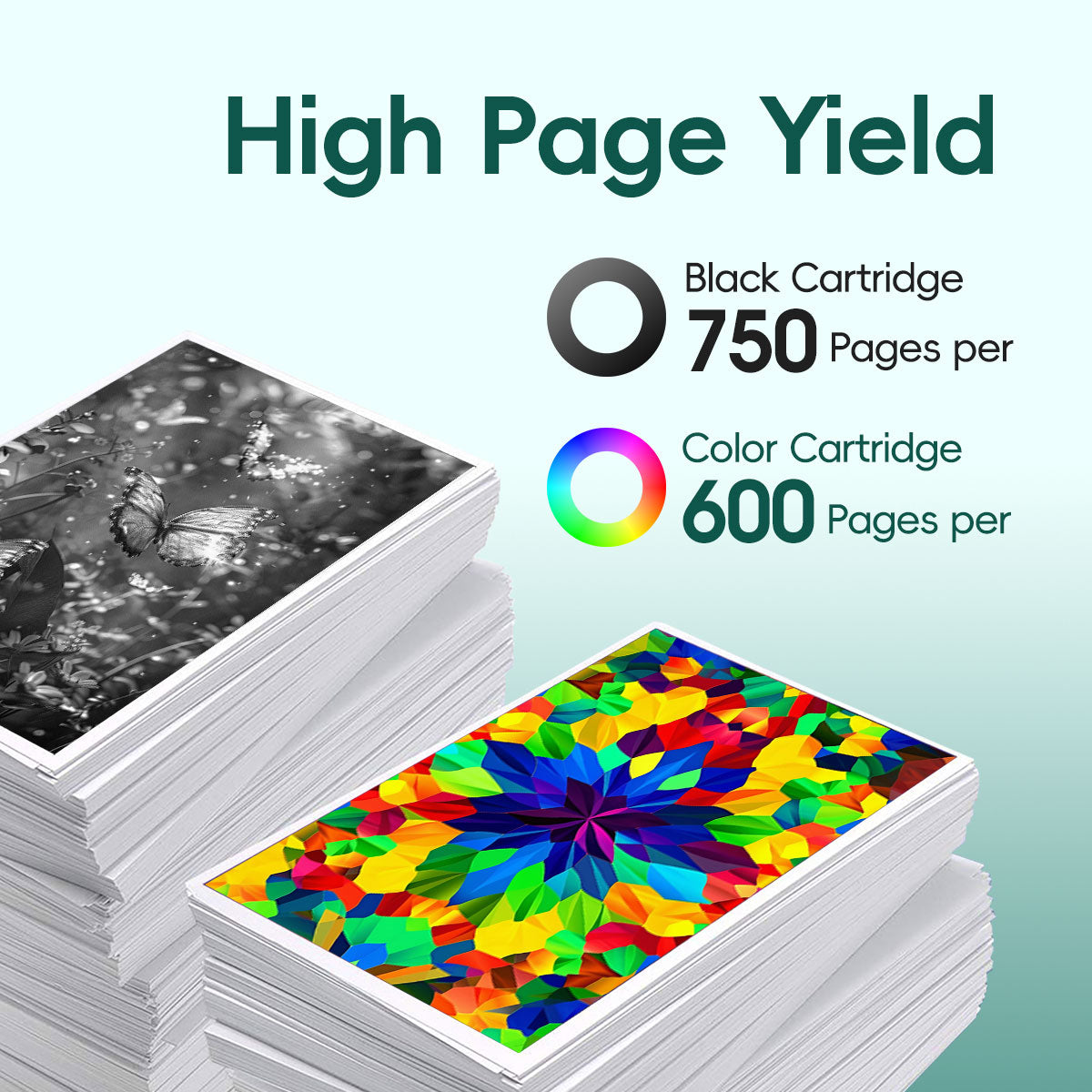 67 Ink Cartridge Compatible for HP 67 67xl Ink Cartridges - Black Tricolor (2 Pack)