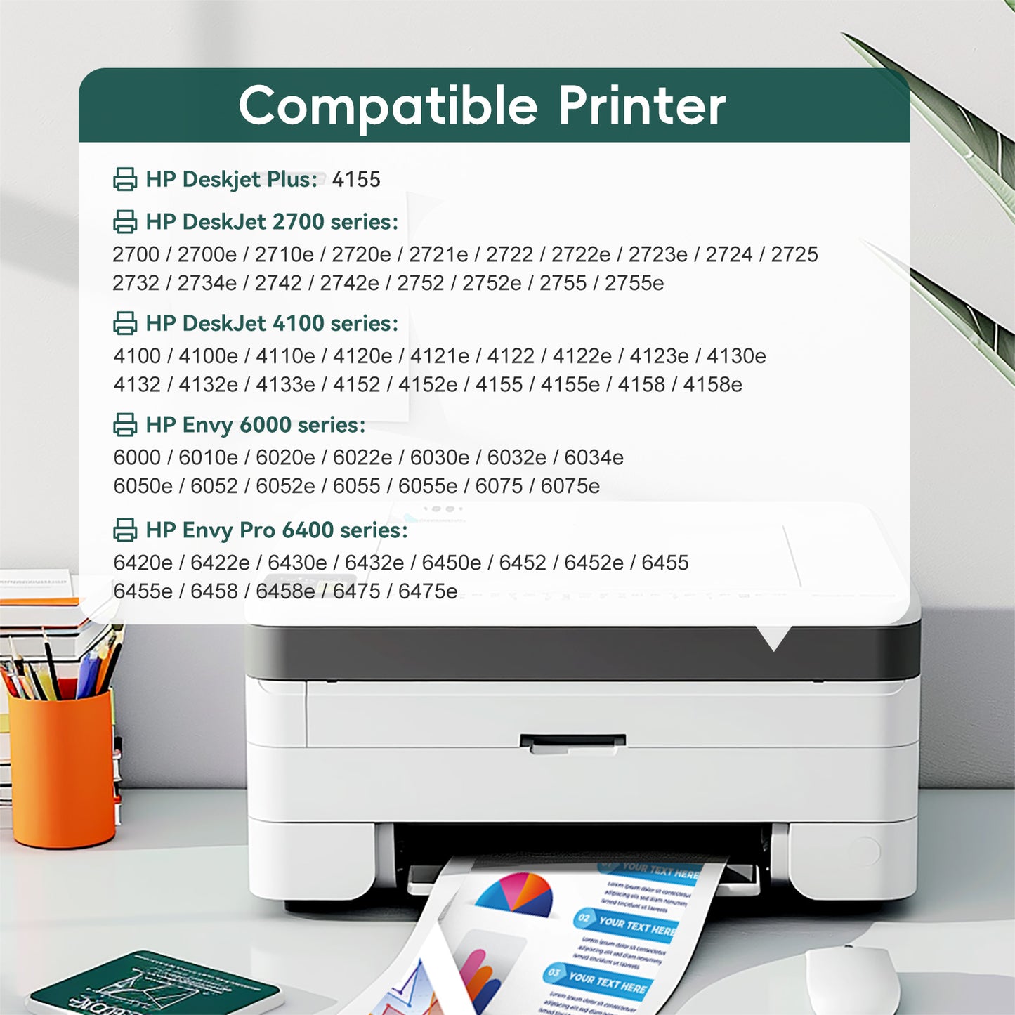 67 Ink Cartridge Compatible for HP 67 67xl Ink Cartridges - Black Tricolor (2 Pack)